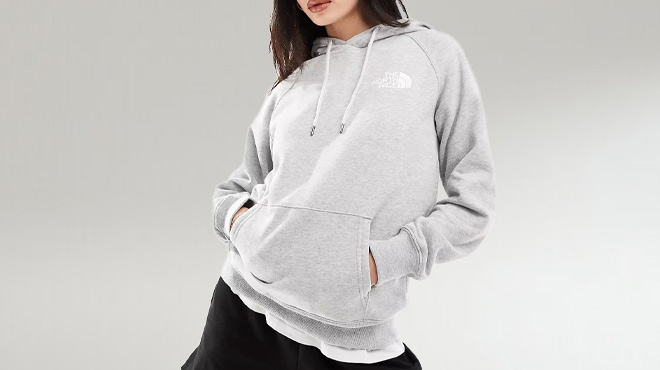 A Woman Wearing The North Face NSE Box Hoodie