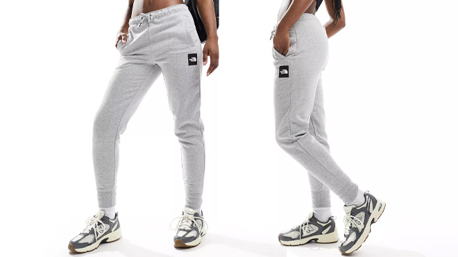 A Woman Wearing The North Face NSE Box Sweatpants