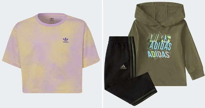 Adidas Girls Graphic Print Cropped Tee