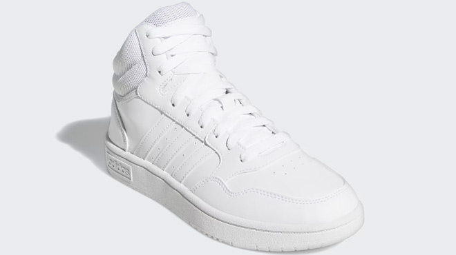 Adidas Mens Hoops 3 0 Mid Shoes on Gray Background