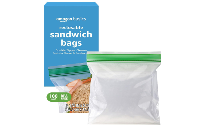 Amazon Basics Reclosable Sandwich Double Zipper Bags