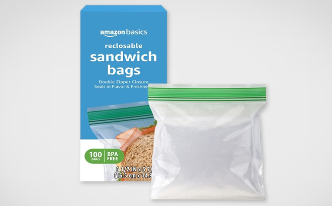 Amazon Basics Reclosable Sandwich Double Zipper Storage Bags