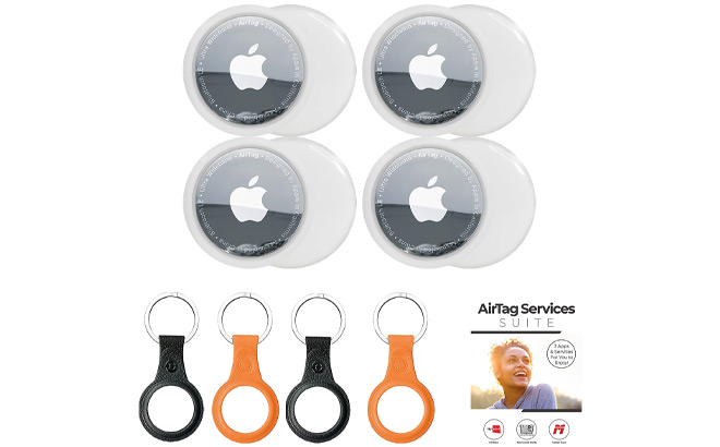 Apple AirTags 4 Pack with Keychains and Voucher