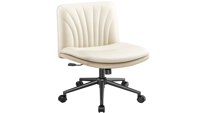 Armless Office Desk Chair in Beige Color
