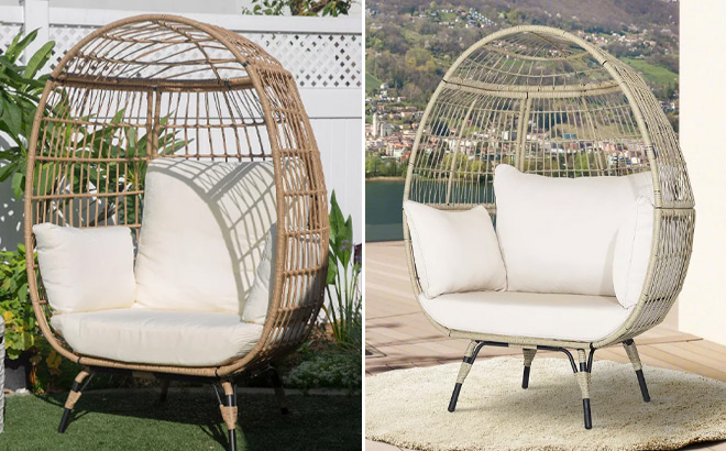 Barton Oversized Wicker Egg Chair and Costway Patio Oversized Rattan Egg Chair
