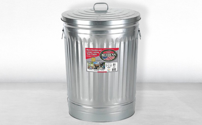 Behrens 31 Gallon Steel Trash Can on the Floor