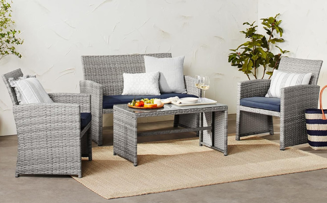 Best Choice Products 4 Piece Outdoor Wicker Patio Conversation Furniture Set 1