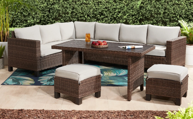 Better Homes Gardens Brookbury 5 Piece Wicker Sectional Dining Set