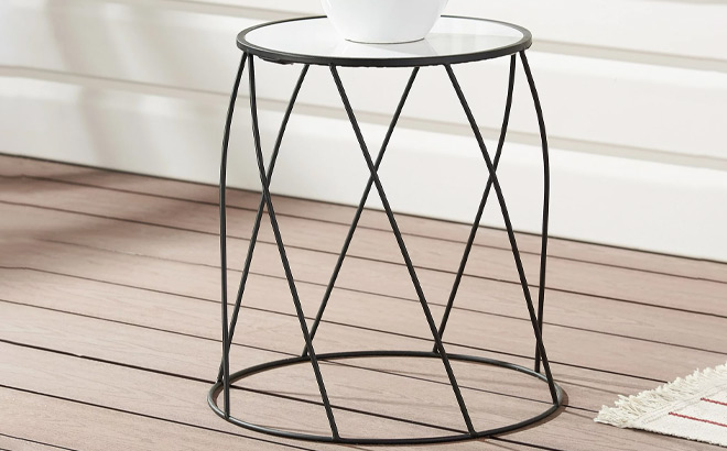 Better Homes Gardens Round Matte Black Faux Marble Top Plant Stand