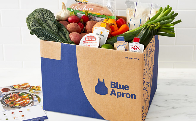 Blue Apron Meal Box on a Countertop