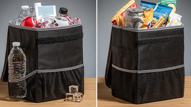 Car Trash Can with Lid and Pockets2