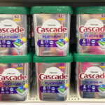 Cascade Platinum 62 Count Dishwasher Pods on a Shelf