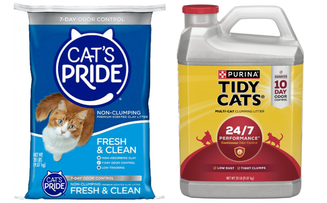 Cats Pride Fresh Clean Scented Cat Litter and Purina Tidy Cats Clumping Cat Litter