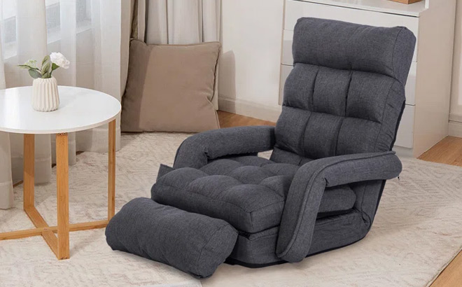 Charcoal Trule Reclining Ergonomic Floor Game Chair with Footrest