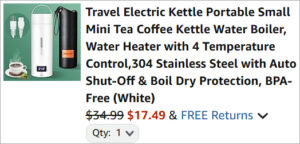 Checkout page of Portable Travel Electric Kettle 2