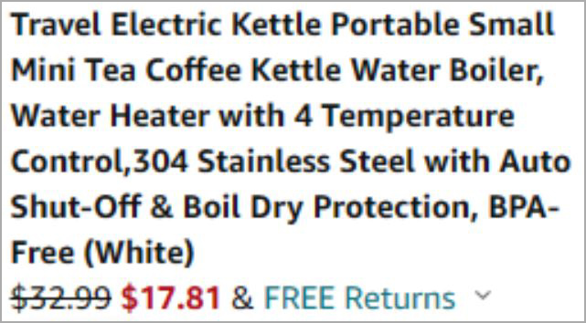 Checkout page of Portable Travel Electric Kettle