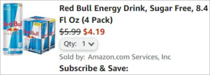 Checkout page of Red Bull Energy Drink 4 Pack