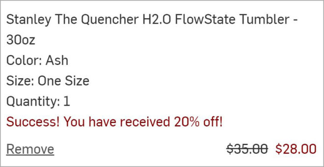 Checkout page of Stanley The Quencher H2 O FlowState Tumbler