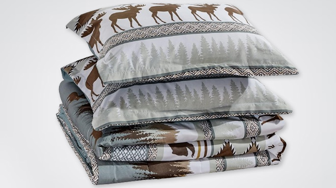 Chezmoi Collection 3 Piece King Size Wildlife Moose Comforter Set