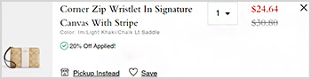 Coach Corner Zip Wristlet In Signature Canvas With Stripe Screenshot