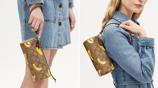 Coach Nolita Barrel Bag In Signature Canvas With Banana Print