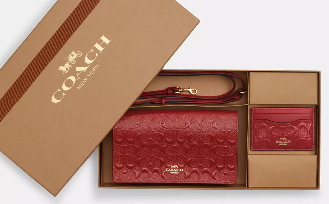 Coach Outlet Boxed Anna Foldover Clutch Crossbody and Card Case Set