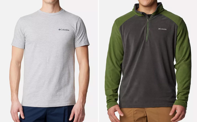 Columbia Mens Bound Graphic T Shirt and Fleece Pullover