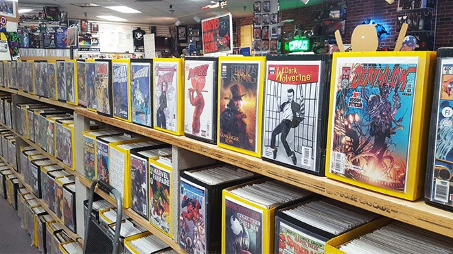 Comics on Shelves at a Comic Store