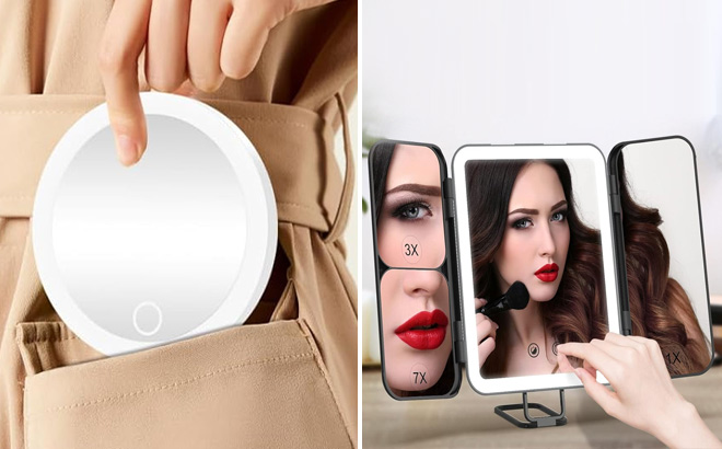 Compact Magnifying Mirror with Light 5X