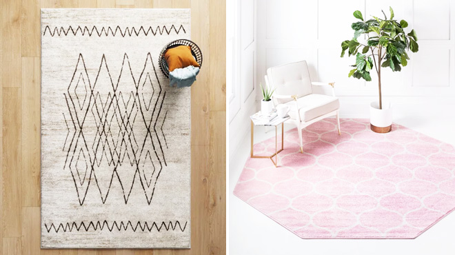 Copenhagan Geometric Machine Washable Area Rug and Llanet Geometric Rug