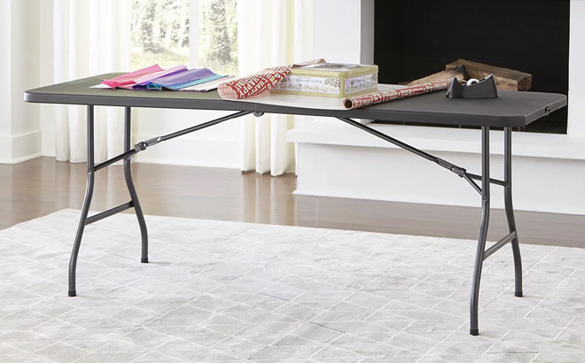 Cosco 6 Foot Centerfold Folding Table in Black Color