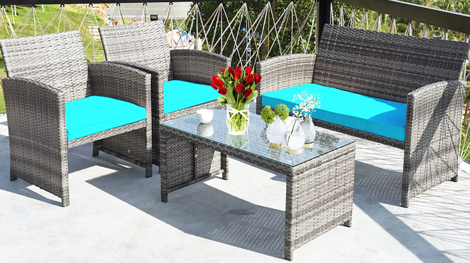 Costway 4 Piece Patio Rattan Furniture Set