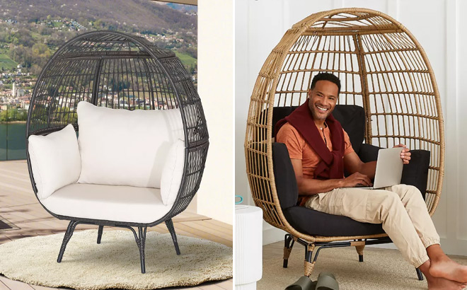 Costway Oversized Rattan Wicker Egg Chair and Best Choice Products Wicker Egg Chair
