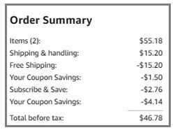 Cottonelle Toilet Paper Order Summary