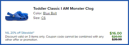 Crocs Toddler Classic I AM Monster Clog Summary