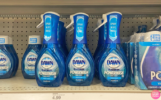 Dawn Platinum Powerwash Dish Spray on a Shelf