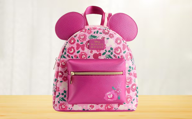 Disney Minnie Mouse Pink Floral Print Mini Backpack