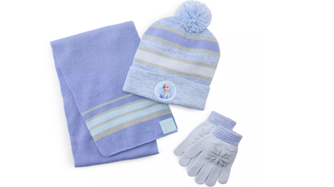 Disneys Frozen Elsa Girls 3 Piece Hat Scarf Glove Cold Weather Set