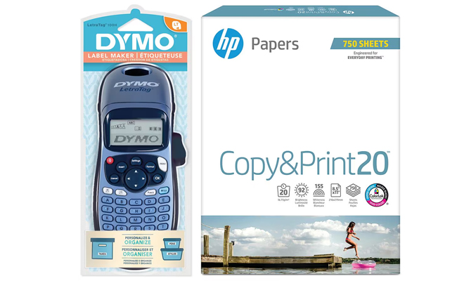 Dymo Letratag LT100H Personal Hand Held Label Maker and HP Everyday Copy Print Paper