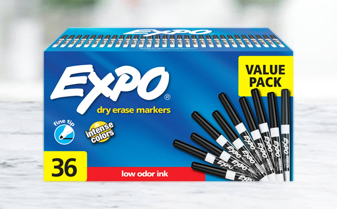 EXPO Low Odor Dry Erase Markers in Black Color 36 Count