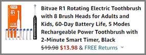 Electric Toothbrush with 8 Brush Heads at Amazon