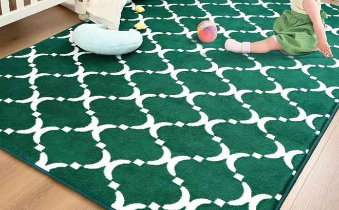 5x8 Feet Green Cozy Modern Indoor Memory Foam Area Rug