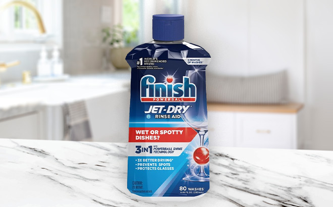 Finish Jet Dry Rinse Aid on the Table