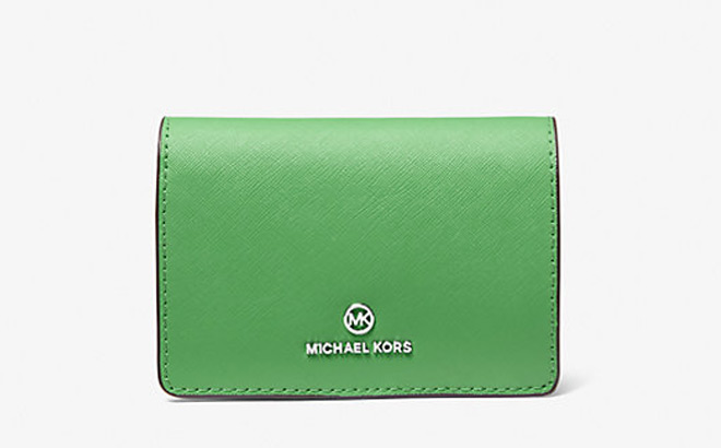 Green Michael Kors Saffiano Medium Leather Wallet