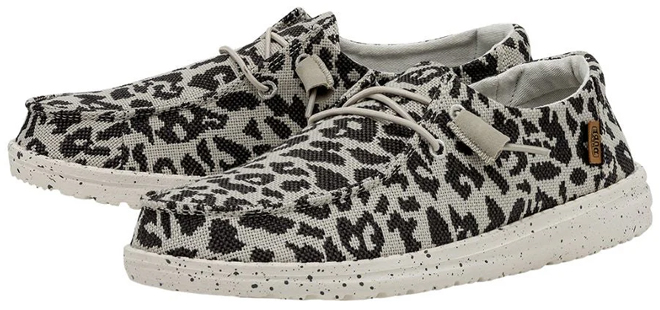 Hey Dude Womens Wendy Stretch Slip on Loafers in the Cheetah Grey Pattern