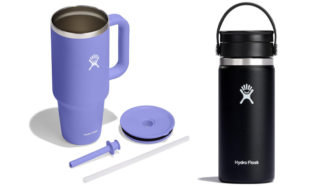 Hydro Flask 40 Ounce All Around Travel Tumbler and 16 Ounce Wide Mouth Bottle with Flex Sip Lid