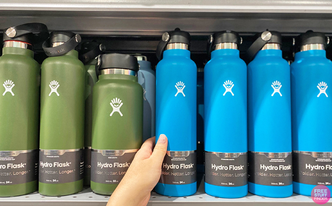 Hydro Flask Tumblers on a Shelf