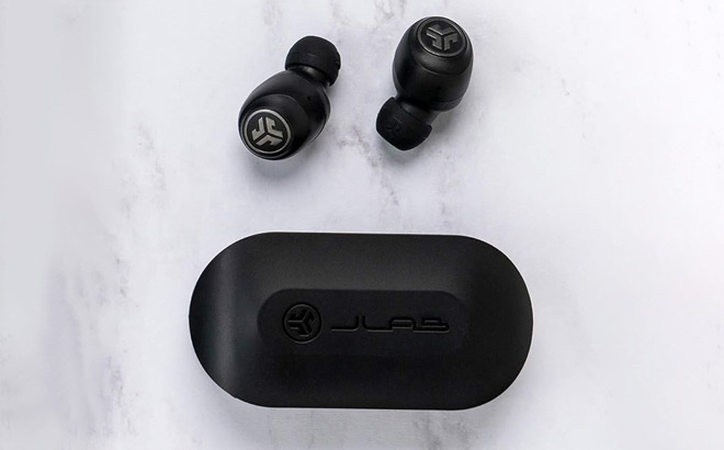 JLab Go Air Wireless Bluetooth Earbuds on the Table