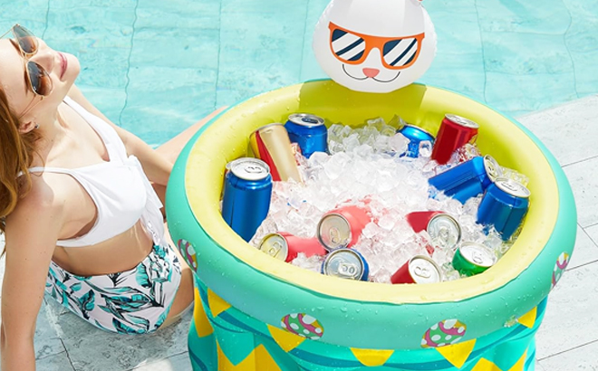 Jasonwell Inflatable Pool Party Cooler Ice Bucket Drink Holder