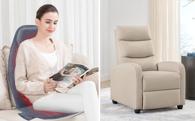 KISLOT Recliner Chair for Adults Push Back Armchair Home Theater Seating with Lumbar Support Single Sofa for Living Room